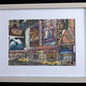 A4 unframed art print depicting the lights of Broadway