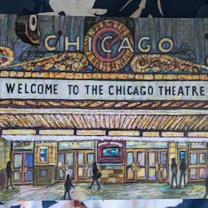 A6 Greetings card with Chicago Theatre artwork