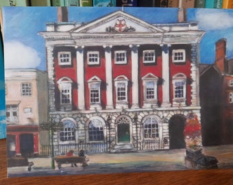 A6 Greetings card with artwork depicting the Mansion House building, in York