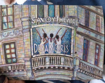 A6 Greetings card depicting Dreamgirls the Musical theatre