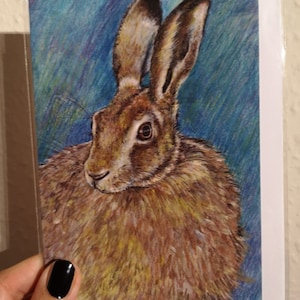 A6 Greetings card with Hare artwork