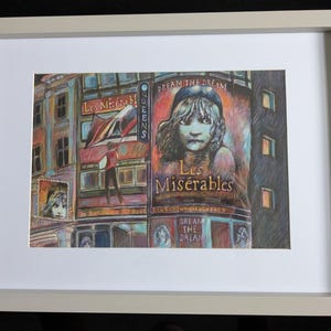 A4 unframed art print depicting close up view of Les Misérables theatre