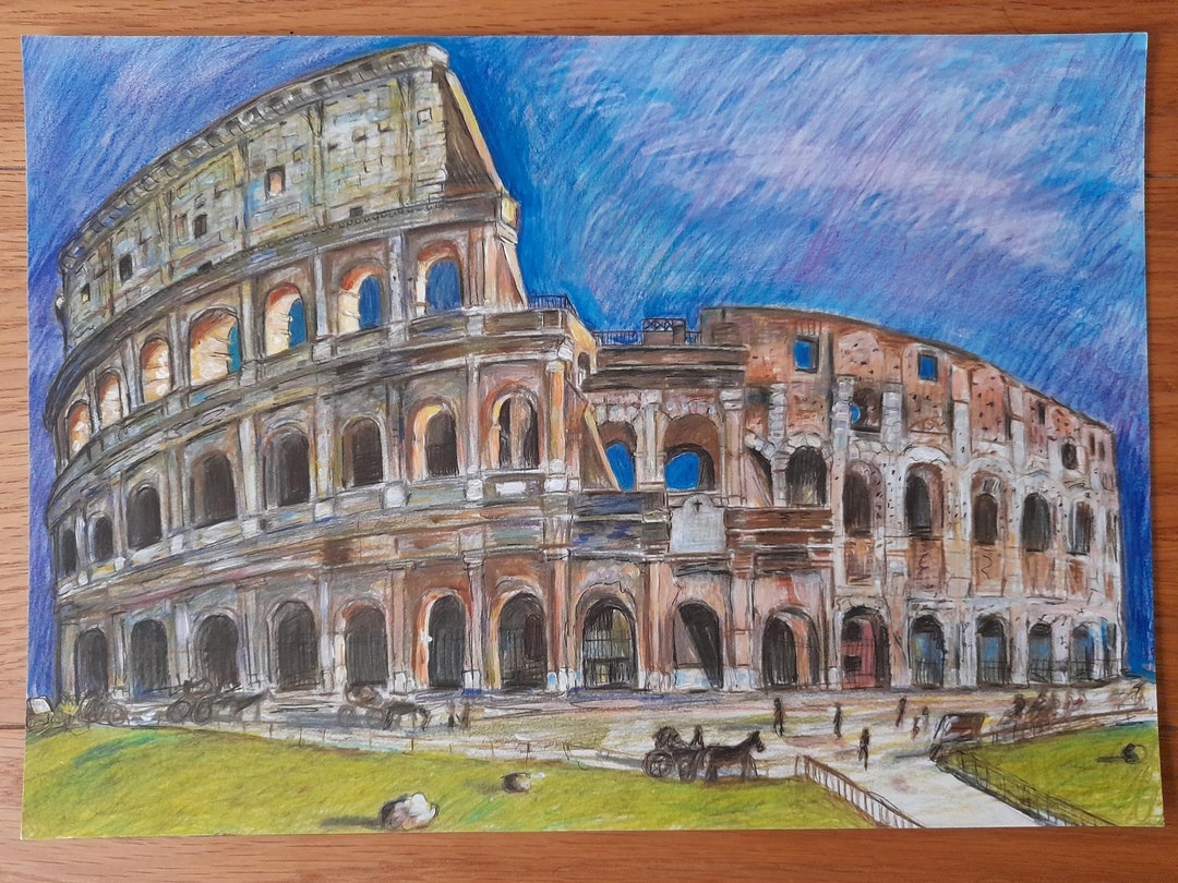 A4 Art Print Depicting the Coliseum in Rome, Italy - Etsy