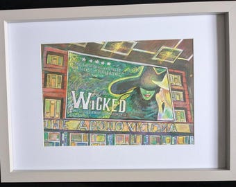 Impresión artística sin marco A4 con la ilustración del cartel del teatro musical Wicked.