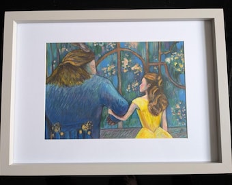 A4 unframed art print with Beauty and the Beast artwork