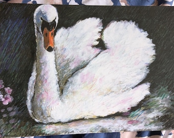 A4 unframed art print titled 'The Moonlit Swan'