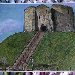 A3 art print depicting Clifford&#39;s Tower in York