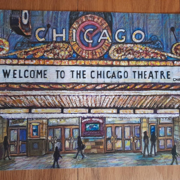 A4 Kunstdruck, der das Chicagoer Theater darstellt