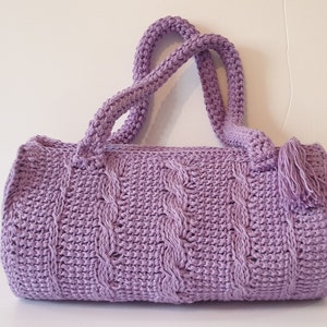 Tunisian Cable Barrel Bag Crochet Pattern 画像 1