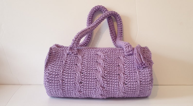 Tunisian Cable Barrel Bag Crochet Pattern 画像 1