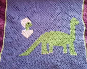 C2C Dinosaur Baby Blanket Crochet Pattern