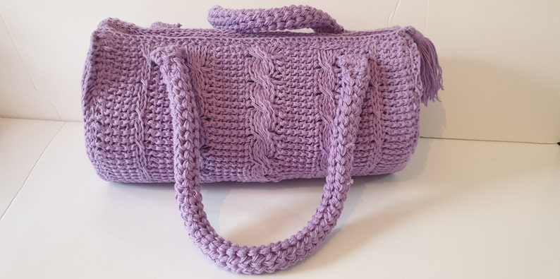 Tunisian Cable Barrel Bag Crochet Pattern 画像 8