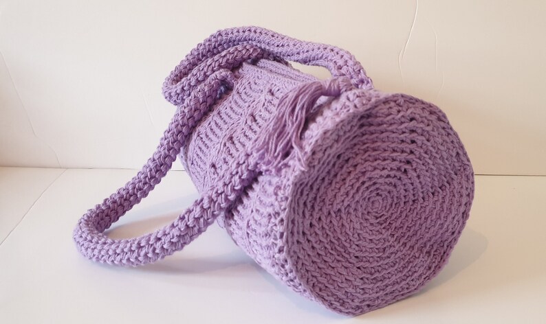 Tunisian Cable Barrel Bag Crochet Pattern 画像 6