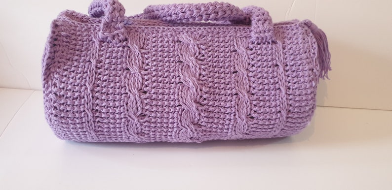 Tunisian Cable Barrel Bag Crochet Pattern 画像 2