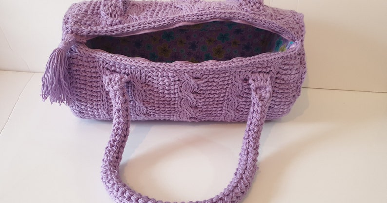 Tunisian Cable Barrel Bag Crochet Pattern 画像 5