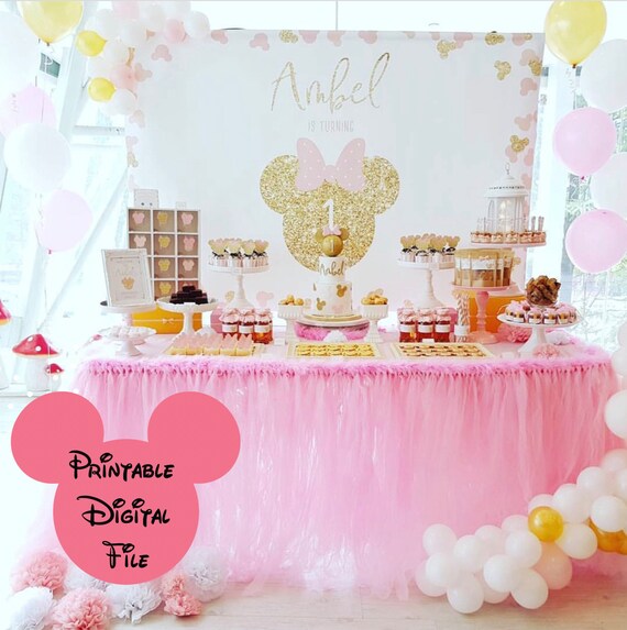 Minnie Mouse Birthday Banner Personalized Party Backdrop