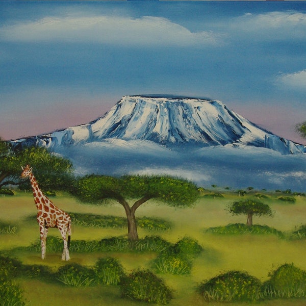 Painting of Kilimanjaro - painting unique - Peinture du Kilimandjaro - peinture originale