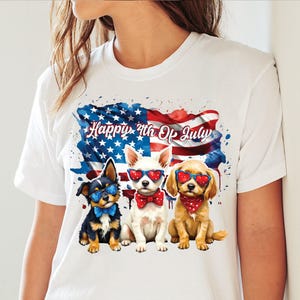 Patriotic Dog 4th of July T-Shirt - USA Flag Classic Unisex Tee, Independence Day Dog Lover Gift