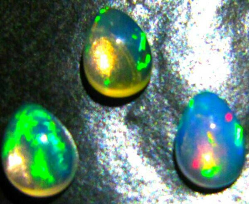 natural Ethiopian opal 3 piece lot gemstone 7\u00d75 pear opal cabochon calibrated opal welo opal loose stone opal multi flashy fire opal loose
