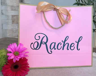 Personalized Light Pink Gift Bag: Custom Bridal Party Favor