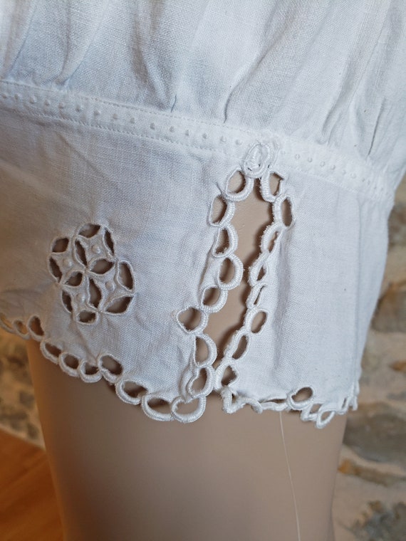 Short hand made bloomers with cutwork lace trim, … - image 10