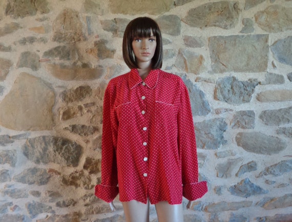 Lolita Lempicka blouse, pyjama style top, red and