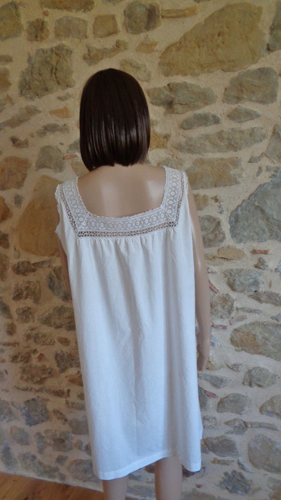 Antique French nightdress with beautiful lace top… - image 4