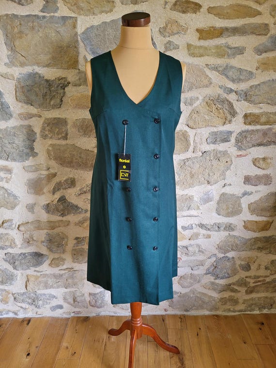 Dark Green House Dress, NWT Vintage French Work Dress - Etsy Israel Dark Green House Dress, NWT Vintage French Work Dress - Etsy Israel