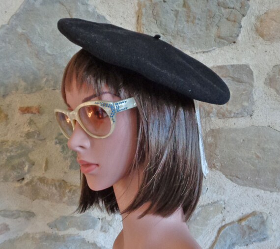 Vintage French Wool Beret: Laulhère Black Waterproof Basque  display picture 2