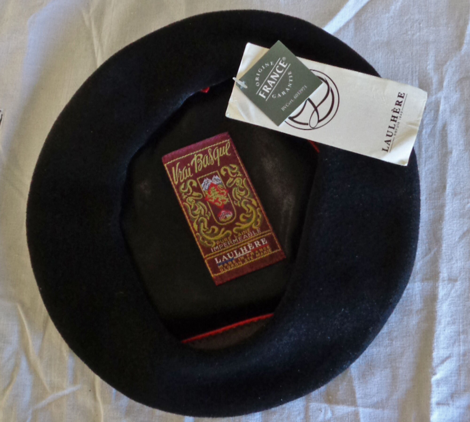 Vrai Basque Vintage Wool/Leather Beret S Vintage 1960s Beret Basque Deluxe Authentic Black Wool | eBay main image 3