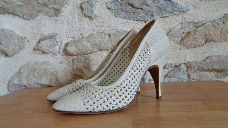 Bally ivoor lederen hoge hak schoenen witte stiletto's | Etsy Nederland