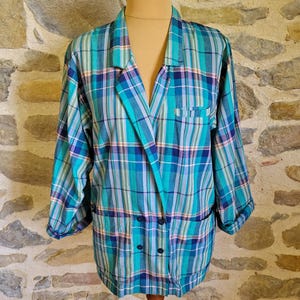 Giacca oversize a quadri anni &#39;80, giacca leggera doppiopetto in cotone di Payelle