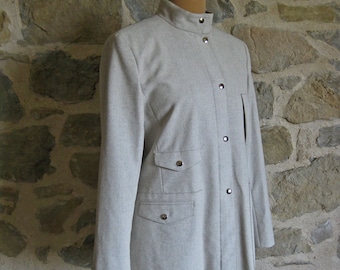 80s longline stone colored wool jacket by Alain Manoukian, size FR44 UK14 US10