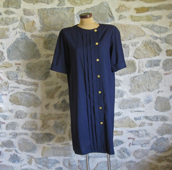 navy blue wool dress
