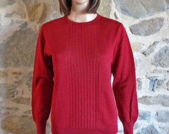 Pull rouge de Vitos, taille 2 moyenne, pull Français vintage NOS, pull femme des années 60