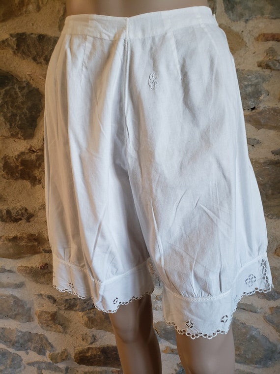 Short hand made bloomers with cutwork lace trim, … - image 2