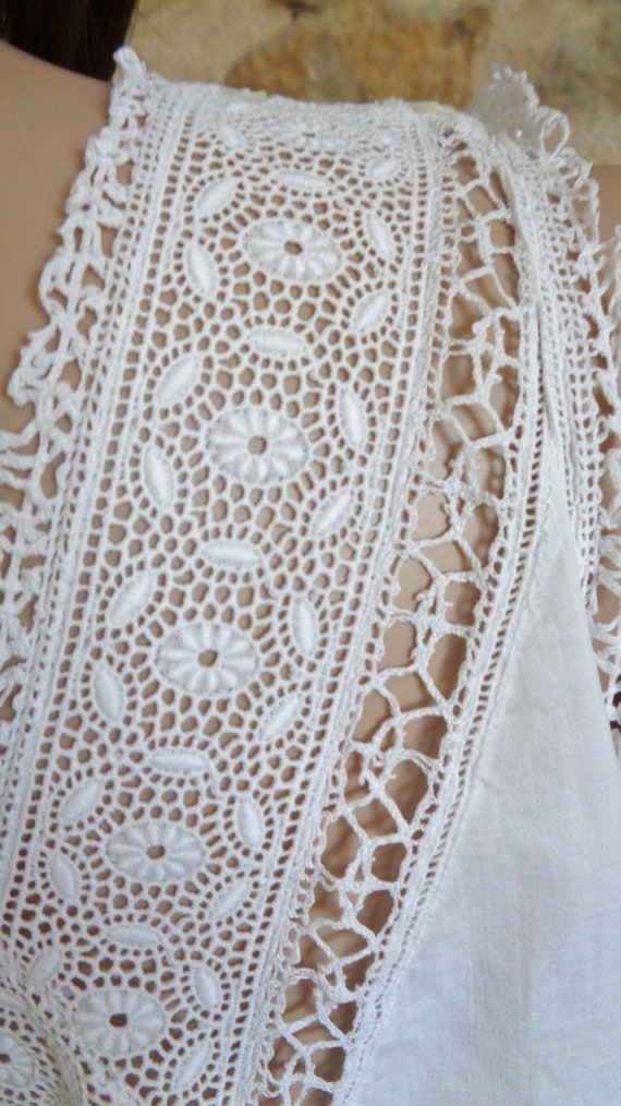 Antique French nightdress with beautiful lace top… - image 7