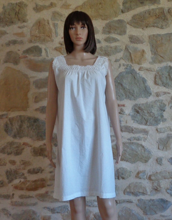 Antique French nightdress with beautiful lace top… - image 1