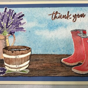 Thank You Card, Garden, Watercolor, Thank You