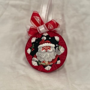 Santa Claus Velvet Quilted Christmas Ornament