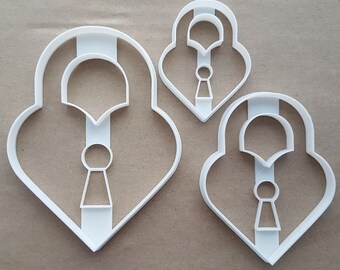 Heart Padlock Love Couple Shape Cookie Cutter Dough Biscuit Pastry Fondant Sharp Wedding Valentine's Day Loveheart Lock