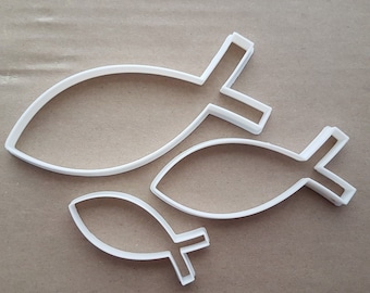 Ichthys Symbol Christian Religion Fish Shape Cookie Cutter Dough Fondant Sharp Stencil Icon Religious Church