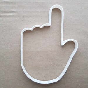 以下が含まれることがあります： 指を立てた手の形をした白いプラスチック製のクッキー型です。