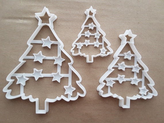 Xmas Cookie Cutters Set of 2 Christmas Tree Biscuit Dough Icing Shape 