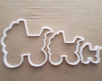 Pram Buggy Push Chair Baby Shape Cookie Cutter Dough Biscuit Fondant Sharp Stencil Shower Christening Pushchair