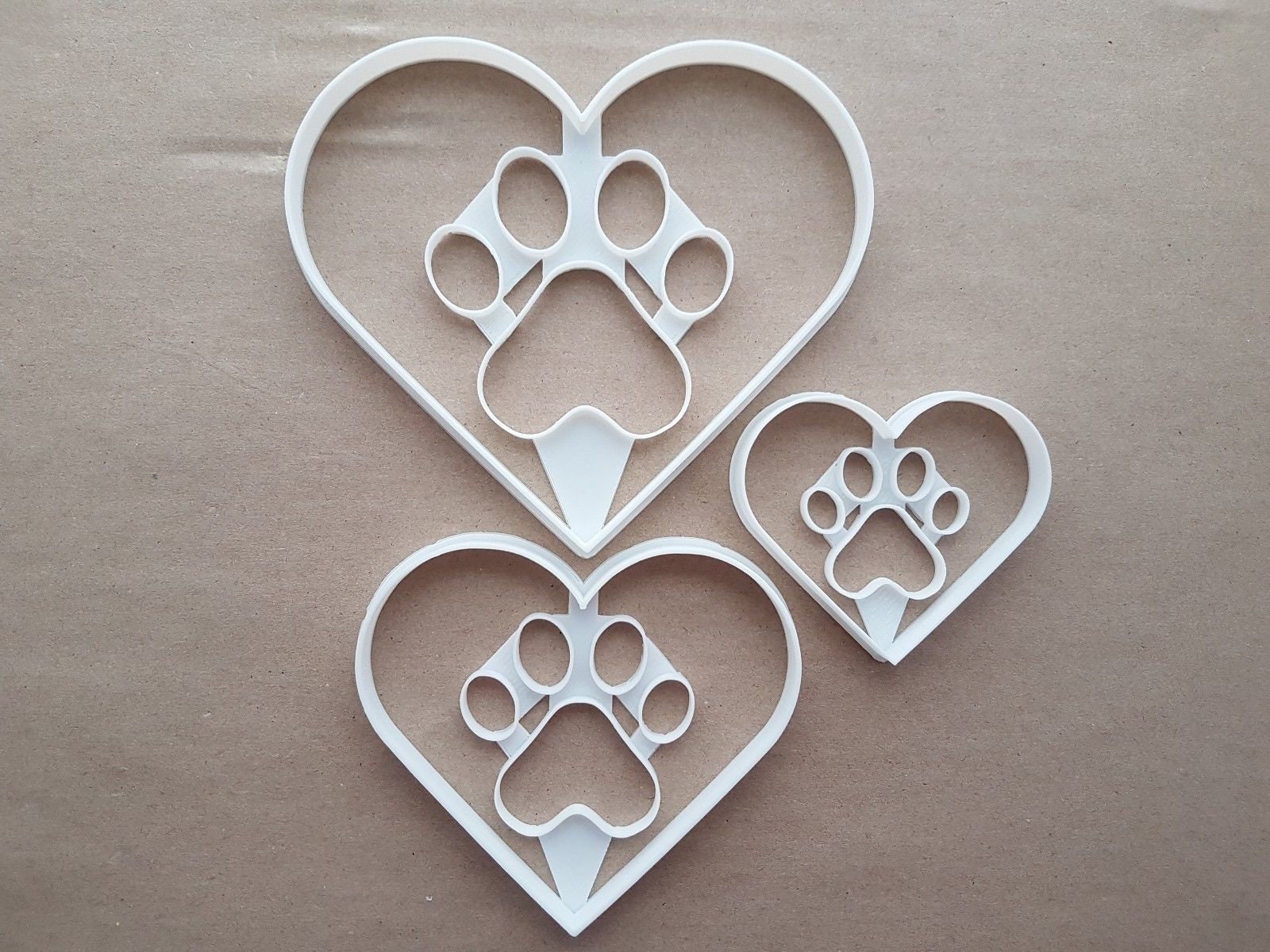 Heart Paw Pet Love Print Shape Cookie Cutter Dough Biscuit Pastry Fondant Sharp
