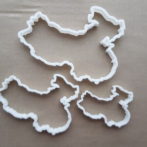 Mapa do país da China, formato chinês, cortador de biscoitos, massa, biscoito, fondant, estêncil afiado, contorno, atlas
