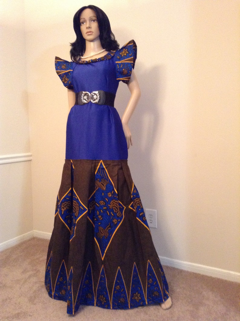 blue african print dress