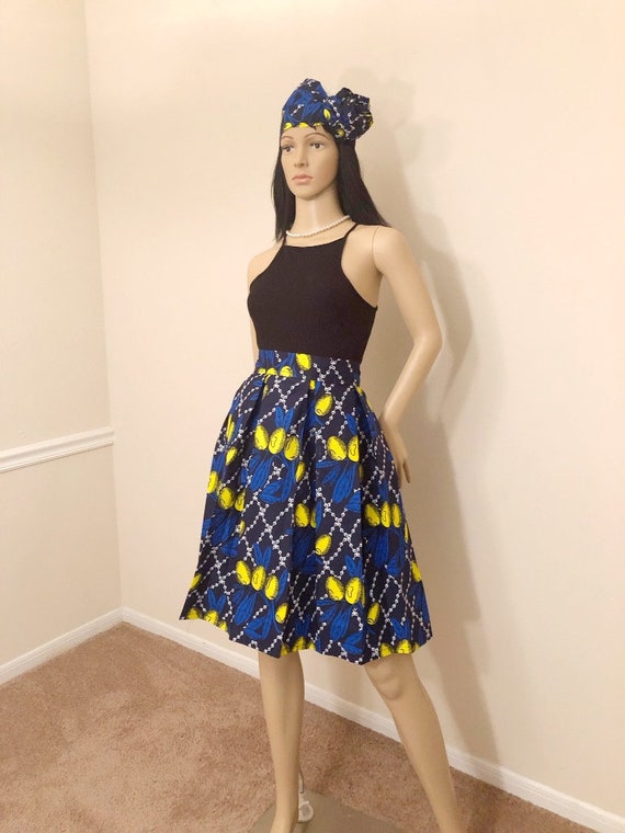 A line skirt,African dress,gele African skirt set,African fabric,girl skirt,dashiki fabric,kente skirt Skirt and head wrap set,women skirt