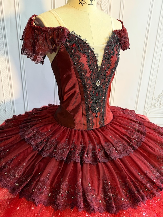 burgundy women's red santa ballet dress Red Santa Dress